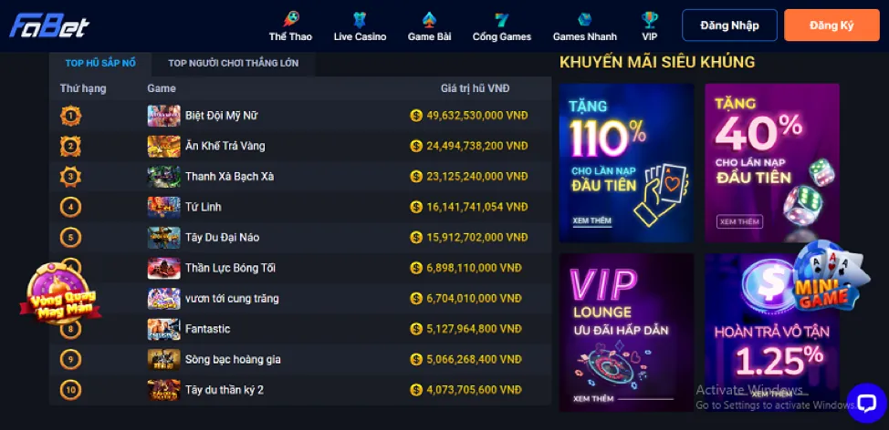 Thưởng nạp lần đầu thể thao 1888bet